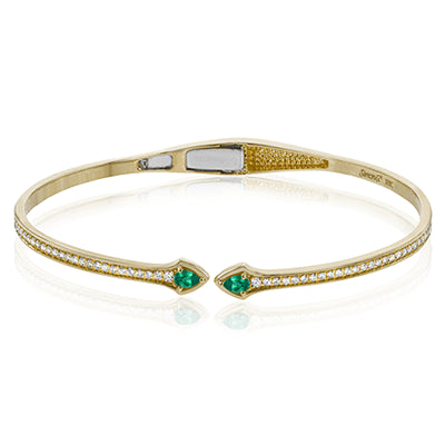 Simon G. Bangle 18k Gold (Yellow) 0.29 ct Emerald 0.42 ct Diamond