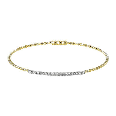 Simon G Fashion Beaded Bangle In 18K Gold With Diamonds (Yellow)