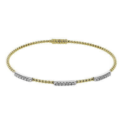Simon G Fashion Beaded Bangle In 18K Gold With Diamonds (Yellow)