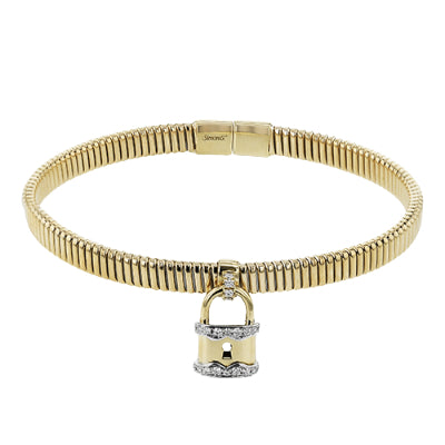 Simon G Fashion Lock Bangle In 18K Gold With Diamonds (Yellow,White)