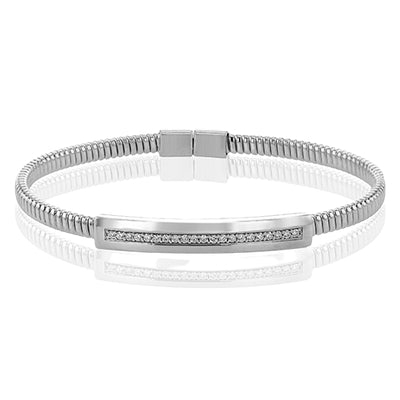 Simon G Fashion Cable Bangle In 18K Gold With Diamonds (White)