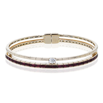 Simon G Fashion Ruby Bangle In 18K Gold With Diamonds (Rose)