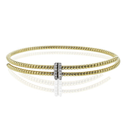 Simon G Fashion Beaded Bangle In 18K Gold With Diamonds (Yellow)