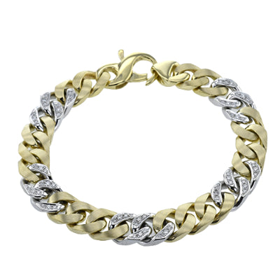 Simon G Men Gent Bracelet In 14K Gold With Diamonds (White,Yellow)