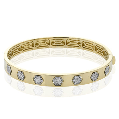 Simon G Fashion Bangle In 18K Gold With Diamonds (Yellow,White)