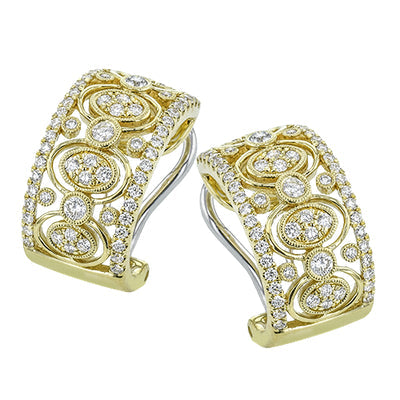 Simon G Fashion Trellis Earrings In 18K Gold With Diamonds (Yellow)