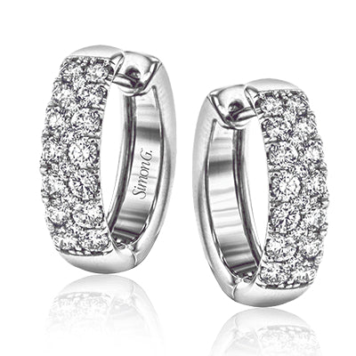 Simon G Fashion Simon Set Hoop Earrings In 18K Gold With Diamonds (White)