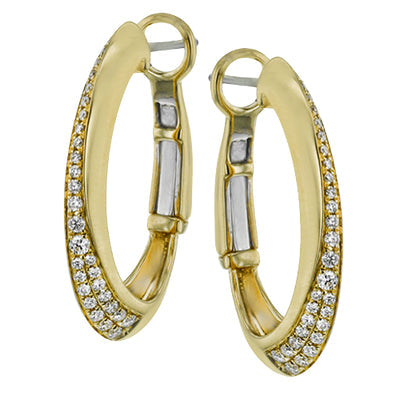 Simon G Fashion Clio Hoop Earrings In 18K Gold With Diamonds (Yellow)
