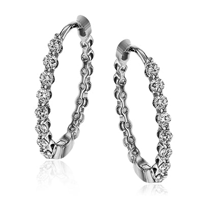 Simon G Fashion Hoop Earrings In 18K Gold With Diamonds (White)