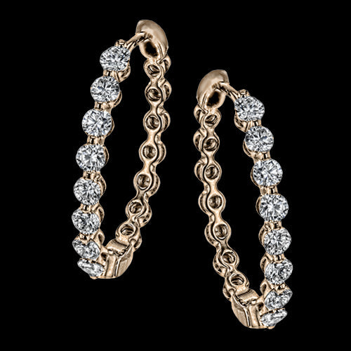 Simon G. Hoop Earring 18k Gold (Rose) 1.51 ct Diamond