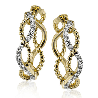 Simon G. Hoop Earring 18k Gold (White, Yellow) 0.16 ct Diamond