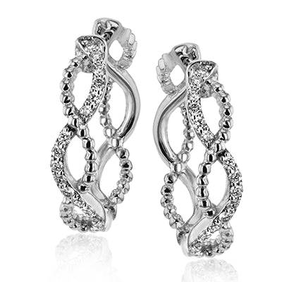 Simon G. Hoop Earring 18k Gold (White) 0.16 ct Diamond