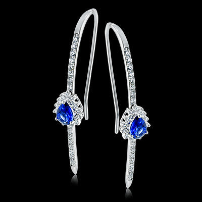 Simon G. Color Earring 18k Gold (White) 1.02 ct Sapphire 0.66 ct Diamond