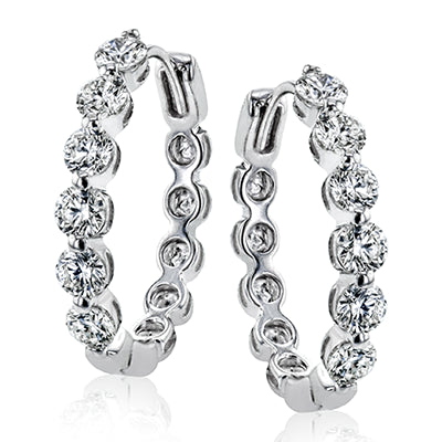 Simon G. Hoop Earring 18k Gold (White) 1.97 ct Diamond