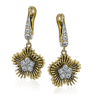 Simon G Fashion Flower Earring In 18K Gold With Diamonds (Yellow)