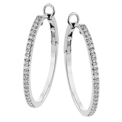 Simon G Fashion Hoop Earring In 18K Gold With Diamonds (White)