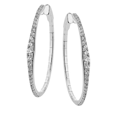 Simon G Fashion Hoop Earring In 18K Gold With Diamonds (White)