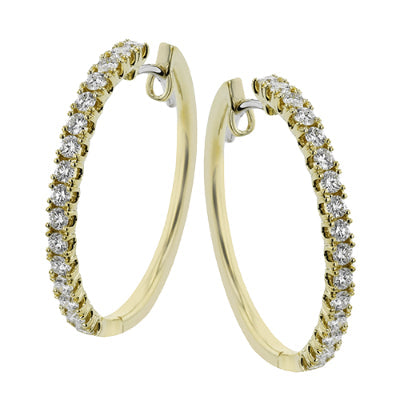 Simon G Fashion Hoop Earrings In 18K Gold With Diamonds (White)
