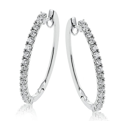 Simon G Fashion Hoop Earrings In 18K Gold With Diamonds (White)