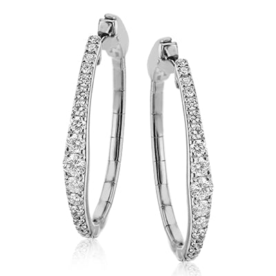 Simon G Fashion Hoop Earrings In 18K Gold With Diamonds (White)