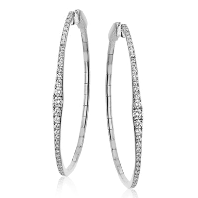 Simon G Fashion Hoop Earring In 18K Gold With Diamonds (White)