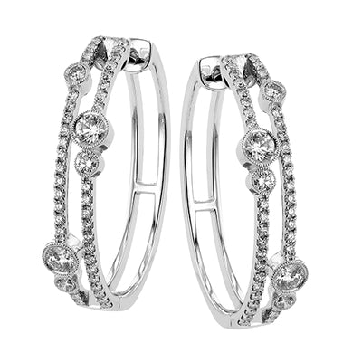 Simon G Fashion Hoop Earrings In 18K Gold With Diamonds (White)