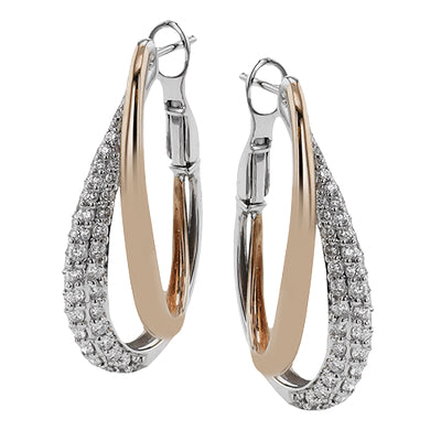 Simon G Fashion Hoop Earring In 18K Gold With Diamonds (White,Rose)