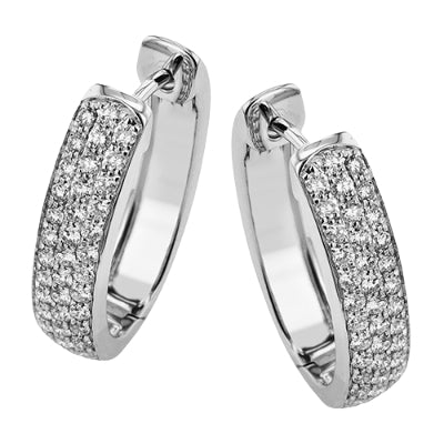 Simon G Fashion Hoop Earring In 18K Gold With Diamonds (White)