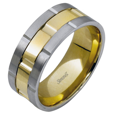 Simon G Men's Wedding Band In 14K Gold (White,Yellow)
