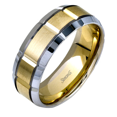 Simon G Men's Wedding Band In Gold With Diamonds (White,Yellow)