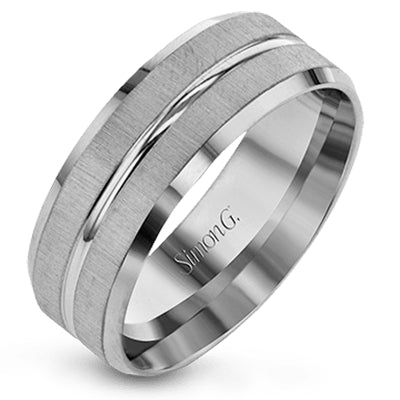 Simon G Men's Wedding Band In 14K Gold (White)
