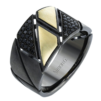 Simon G Men's Ruthenium Ring In 14K Gold With Diamonds (Gray,Yellow)