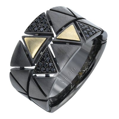Simon G Men's Ruthenium Ring In 14K Gold With Diamonds (Gray,Yellow)