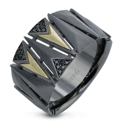 Simon G Men's Ruthenium Ring In 14K Gold With Diamonds (Gray,Yellow)