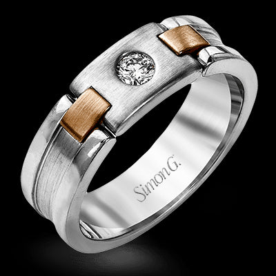 Simon G. 0.15 ctw 18k Two Tone Gold Wedding Band