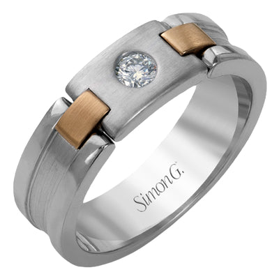 Simon G Men's Wedding Band In 14K Gold With Diamonds (White,Rose)