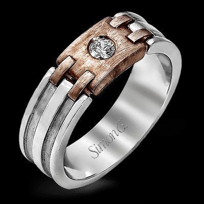 Simon G. 0.13 ctw 18k Two Tone Gold Wedding Band