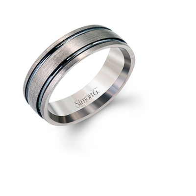 Simon G Men Ring 14k Gold Gray Band (Gray)