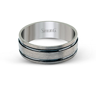 Simon G Men Ring 14k Gold Gray Band (Gray)