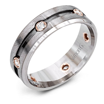 Simon G Men's Wedding Band In 14K Gold (Gray,Rose)
