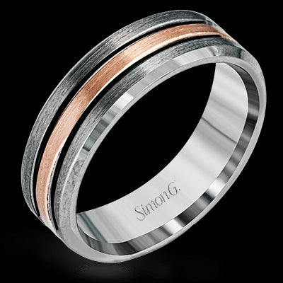 Simon G Men Ring 14k Gold (Gray, Rose)