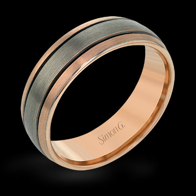 Simon G Men Ring 14k Gold (Gray, Rose)