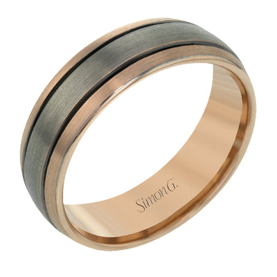 Simon G Men's Wedding Band In 14K Or 18 Gold (Rose,Gray)