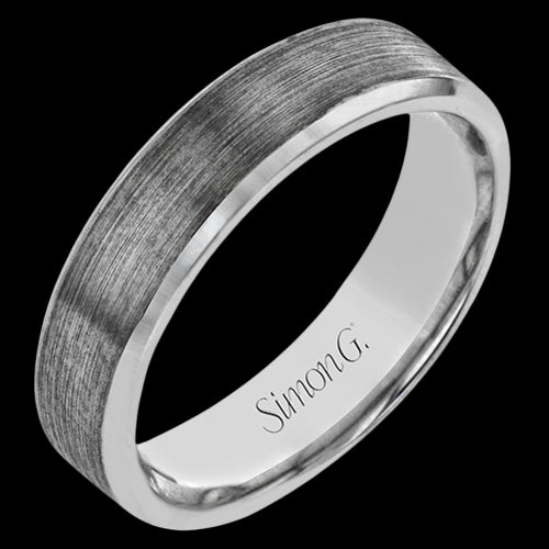 Simon G Men Ring 14k Gold Gray Band (Gray)