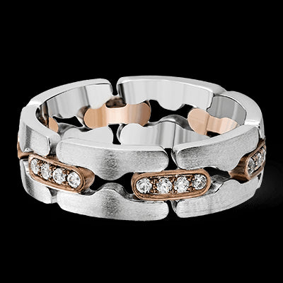 Simon G Men Ring 14k Gold (Rose, White) 0.35 ct Diamond