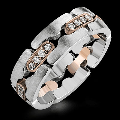 Simon G Men Ring 18k Gold (Rose, White) 0.35 ct Diamond