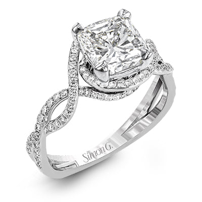 Simon G Bridal Princess-Cut Cruiss-Cross Engagement Ring In 18K Gold With Diamonds (White)