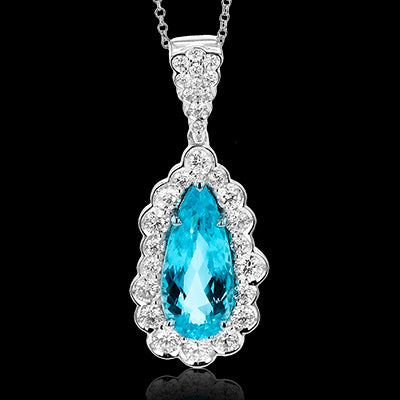 Simon G. Color Pendant 18k Gold (White) 3.25 ct Paraiba Tourmaline, Paraiba 1.05 ct Diamond