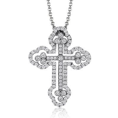 Simon G. Cross Pendant 18k Gold (White) 0.88 ct Diamond