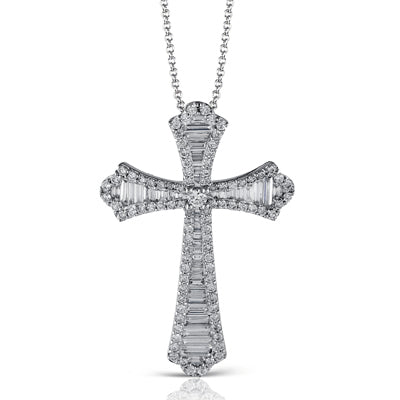 Simon G Fashion Cross Pendant In 18K Gold With Diamonds (White)